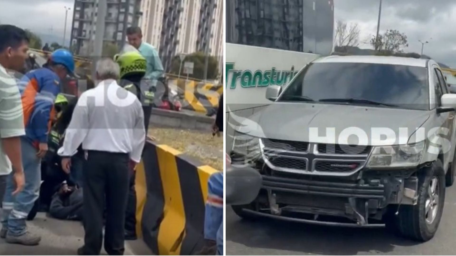 Un conductor atropelló a presuntos ladrones en motocicleta durante un intento de robo en el puente de la calle 183 sobre la Autopista Norte de Bogotá - crédito Captura de video