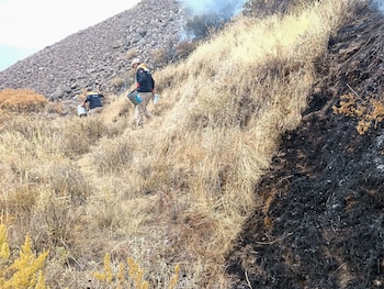 Pobladores de Quillunsa y brigadas