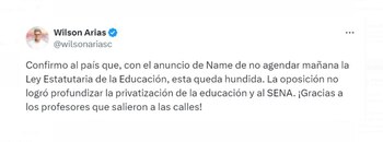 El senador Wilson Arias celebró
