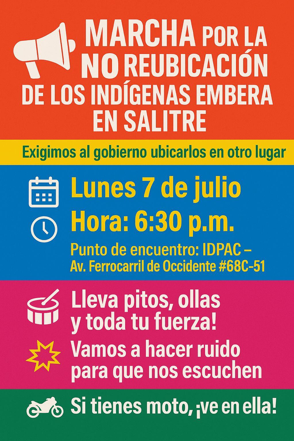 Habitantes de Salitre y Montevideo han convocado jornadas de protesta para expresar su desacuerdo con la decisión del Distrito - crédito suministrada a Infobae Colombia