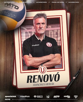 Paco Hervás renovó con Universitario para la Liga Peruana de Vóley 2026/2027.