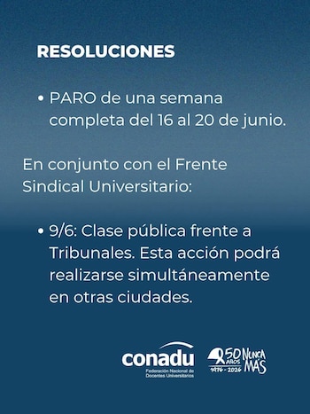 Flyer Paro universitario del 16 al 20 de junio