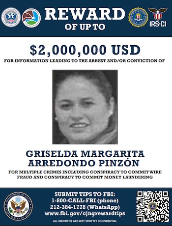 Griselda Margarita Arredondo Pinzón, contadora del CJNG. (Departamento de Justicia)