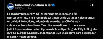 Según la JEP, los imputados