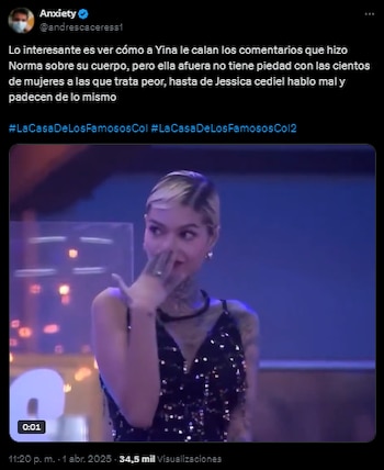 Críticas a Yina Calderón por