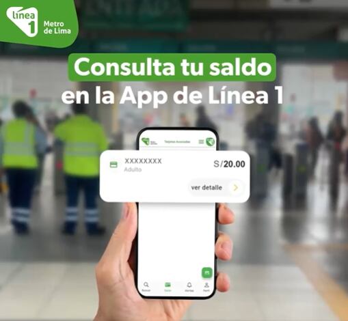 La app permite consultar el saldo, asociar la tarjeta y revisar viajes recientes, lo que facilita la experiencia del usuario y ayuda a evitar inconvenientes en los torniquetes - Créditos: Línea 1 del Metro de Lima.