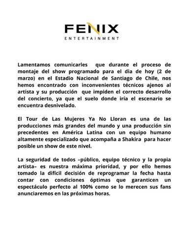 Productora del concierto de Shakira