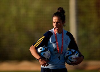 Montse Tomé en un entrenamiento