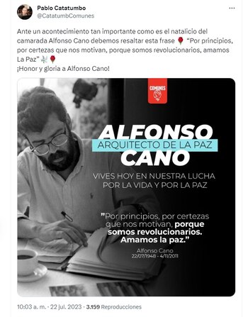 El senador Pablo Catatumbo recordó