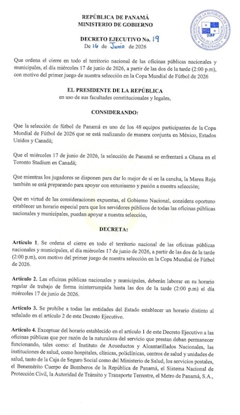 El presidente José Raúl Mulino Quintero y la ministra de Gobierno, Dinoska Montalvo, firmaron el Decreto Ejecutivo para respaldar a la selección.