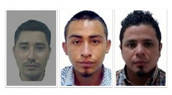 Collage de tres retratos de hombres con tez morena clara. El primero tiene bigote, el segundo perilla y el tercero barba incipiente.