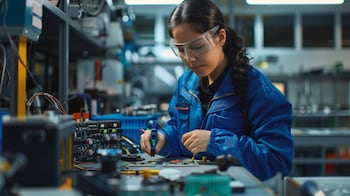 Niñas y jóvenes participando en un taller de robótica en Colombia