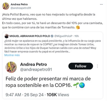 La hija del presidente le