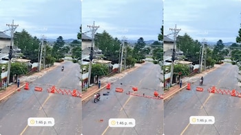 Cámara de seguridad grabó momento en el que motociclista cayó en presunta trampa en Buga