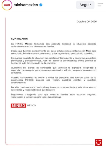 Comunicado del Miniso