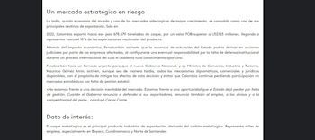 Fenalcarbón asegura que India era uno de los mercados estratégicos para el coque colombiano por la demanda de su industria siderúrgica-crédito Fenalcarbón