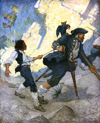 Ilustración del pirata Long John Silver