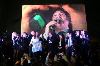 Milei durante su discurso en el día de ayer (Reuters)