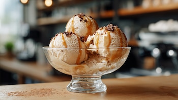 Postres frescos como helados con