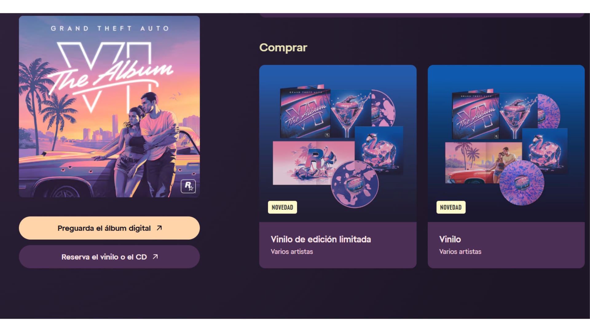 El álbum en físico llegará el 20 de noviembre, un día después del estreno oficial del videojuego. (Rockstar Games)