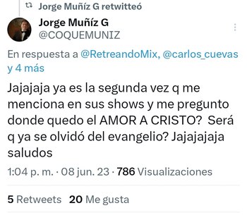 Tuit de Coque Muñiz sobre