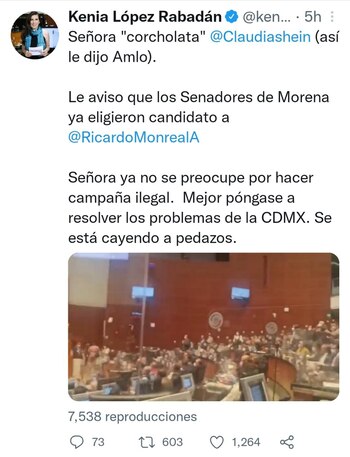 La senadora Kenia López Rabadán