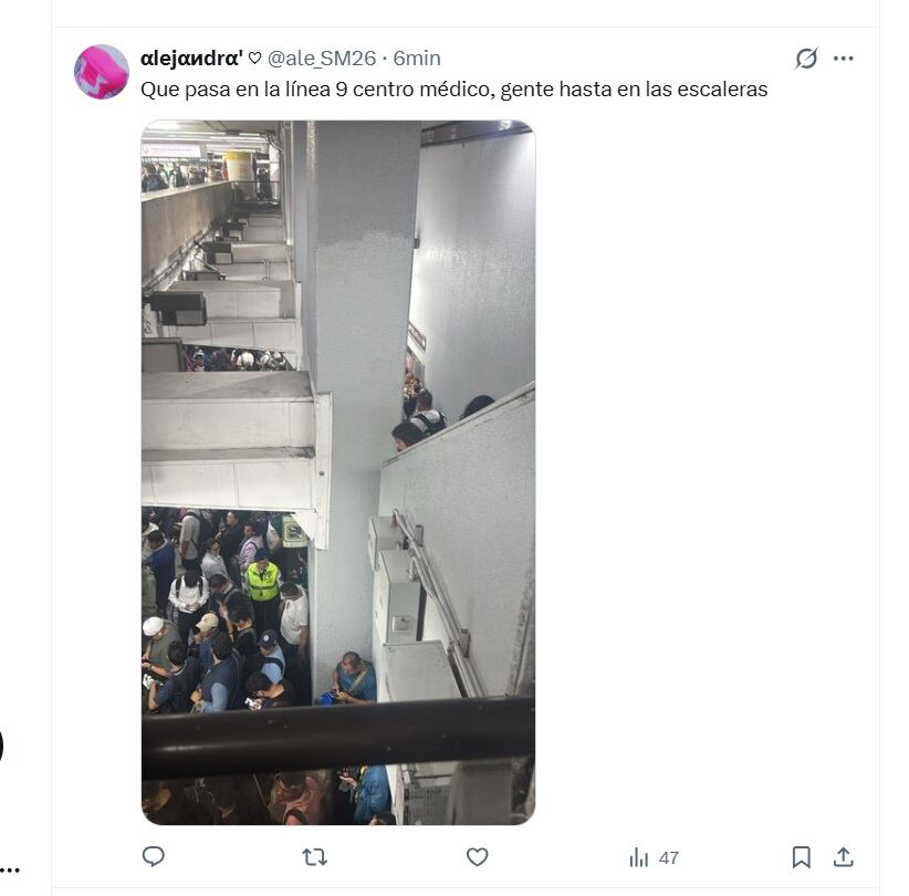 reportan servicio lento en la Línea 9 (Captura redes sociales)