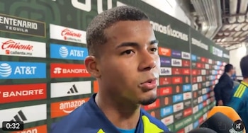 Matías Orozco en zona mixta hablando de su primera convocatoria con la selección Colombia y la previa del compromiso ante Paraguay - crédito Diego Rueda
