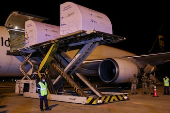 La carga llegó al aeropuerto