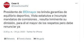 El presidente de Patriotas se