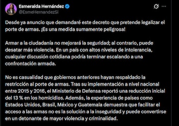Esmeralda Hernández - crédito @EsmeHernandezSi/X