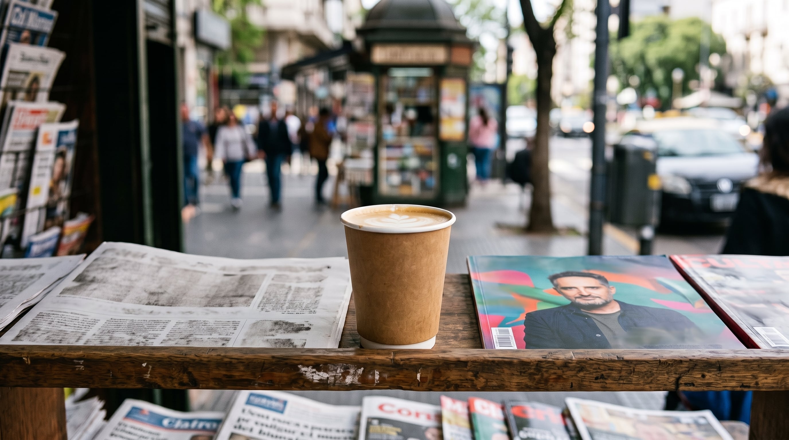 El café al paso suma una razón para detenerse y actualiza la función cotidiana de los puestos de diarios. (Imagen Ilustrativa Infobae)