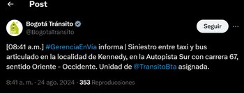 Siniestro entre un taxi y