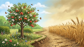 Manzana vs. trigo: identifican cómo el tipo de polinización define qué cultivos resistirán al cambio climático