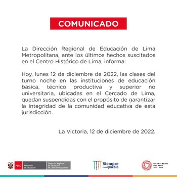 Comunicado del Minedu