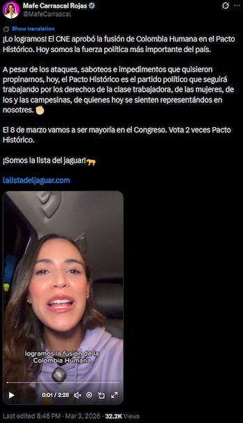 Mafe Carrascal celebró el respaldo