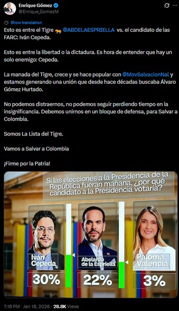 Enrique Gómez afirmó que la