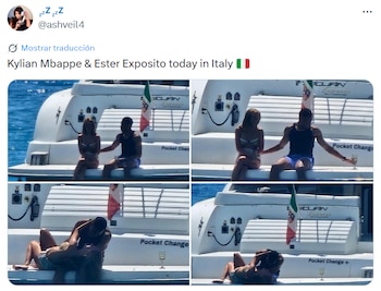 Publicación en X sobre Mbappé y Ester Expósito (X).