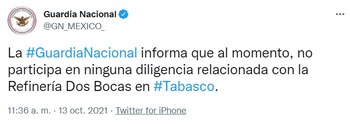 La Guardia Nacional informó que