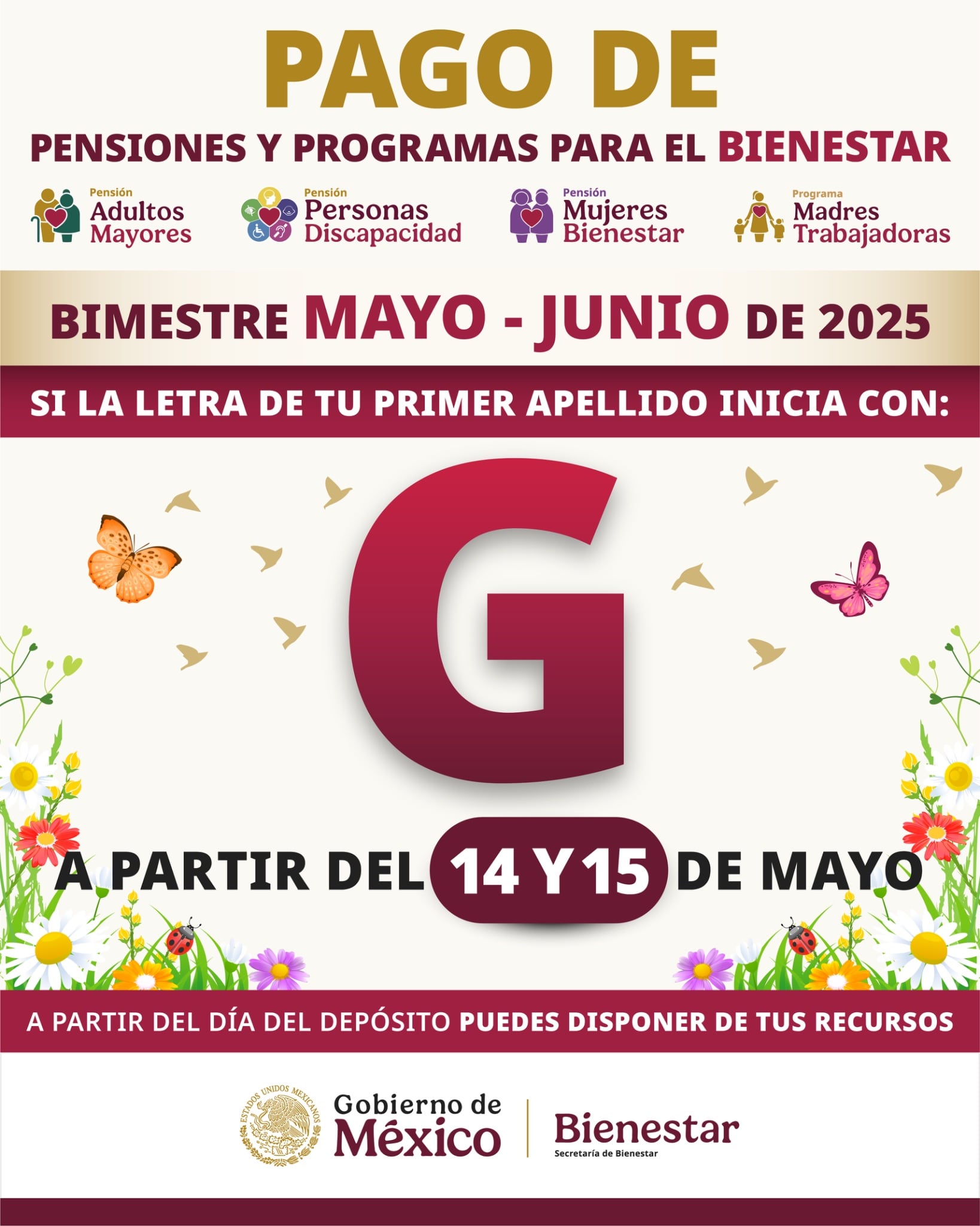 Beneficiarios de la Pensión para el Bienestar de las Personas Adultas Mayores cobran hoy, 15 de mayo de 2025, su pago bimestral de 6,200 pesos depositado en su tarjeta del Banco del Bienestar.