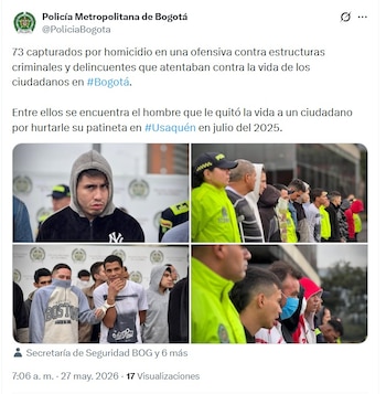 Los detalles de los operativos se conocieron en rueda de prensa el miércoles 27 de mayo de 2026 - crédito @PoliciaBogota/X