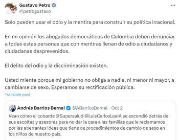 Esta fue la opinión de Gustavo Petro - crédito captura de pantalla X