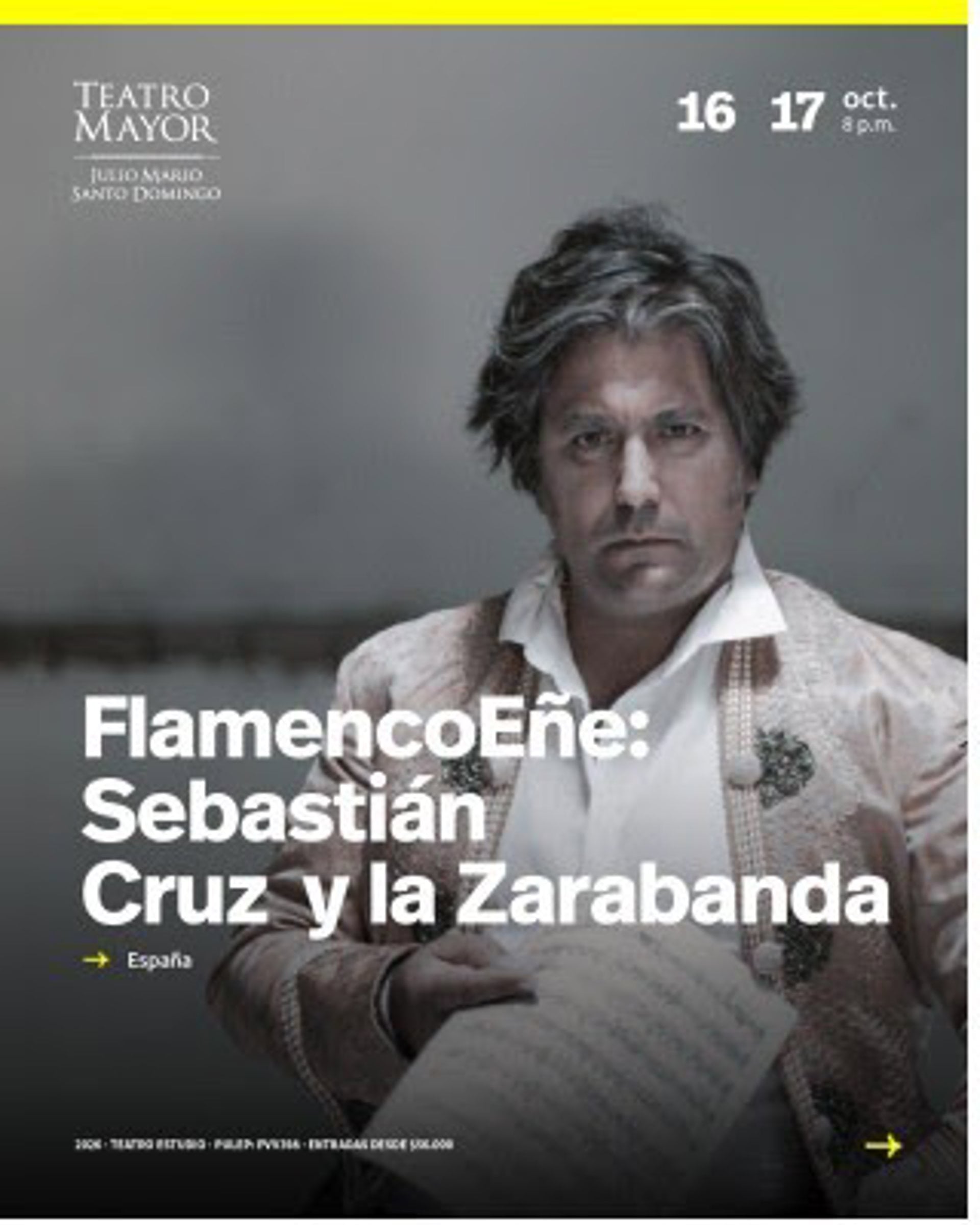 28/09/2026 Sebastián Cruz y su proyecto 'Zarabanda' aterrizan en Bogotá (Colombia) con 'FlamencoEñe' de la Fundación SGAE.
El cantaor Sebastián Cruz aterrizará en Bogotá (Colombia) los días 16 y 17 de octubre para presentar su proyecto 'Zarabanda', dentro de la muestra FlamencoEñe de la Fundación SGAE.
CULTURA
FUNDACIÓN SGAE