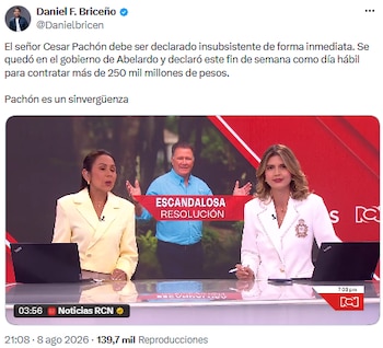 Centro Democrático exigió destitución de César Pachón por permitir contratos en jornada extraordinaria - crédito @Danielbricen/X