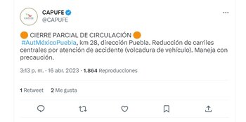 Capufe reportó accidente en la