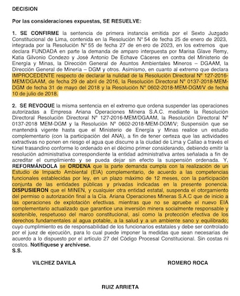Sentencia de segunda instancia de