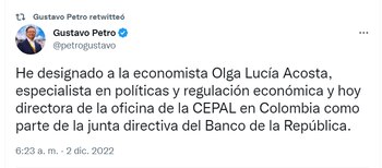 Petro sobre designación de Olga