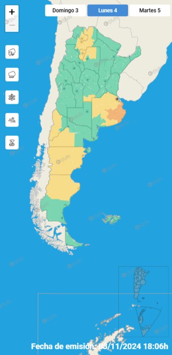 Para este lunes, la provincia