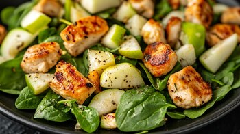 Ensalada fresca con manzanas picadas,