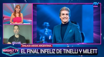 Explota versión sobre Milett Figueroa y Dante Gebel: Tinelli queda en shock tras declaración. Captura: Magaly TV La Firme.